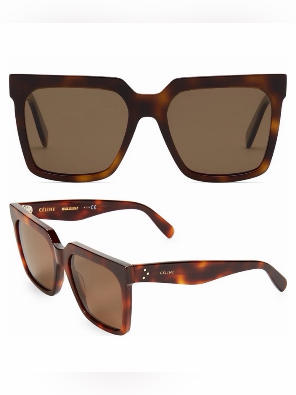 CELINE CL 40055I BROWN SQUARE OVERSIZED SUNGLASSES POLARIZED